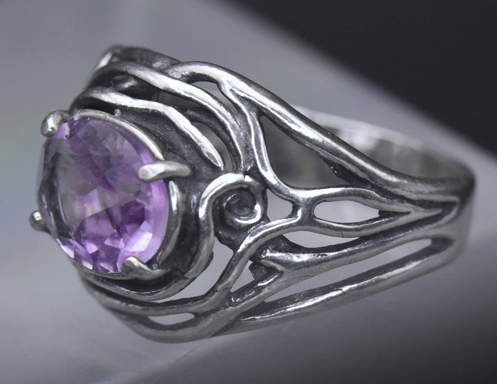 Vintage Amethyst Sterling Silver Ring - Size 8
