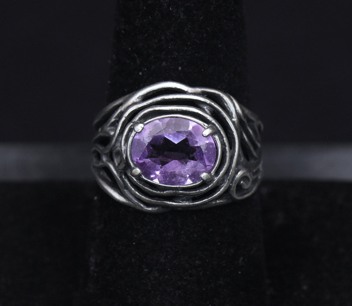 Vintage Amethyst Sterling Silver Ring - Size 8
