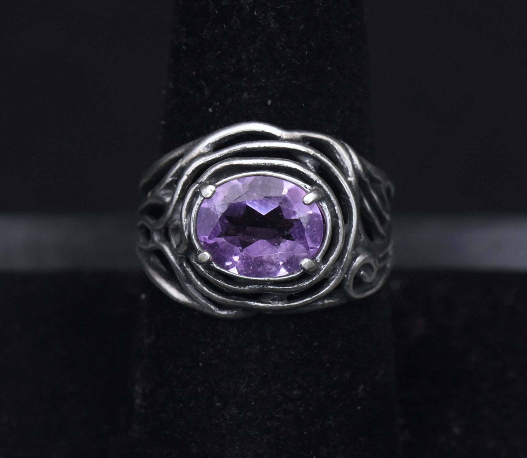 Vintage Amethyst Sterling Silver Ring - Size 8
