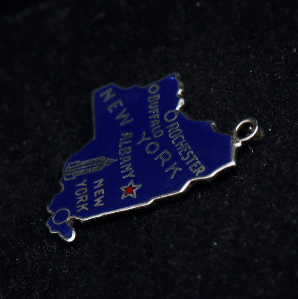 Vintage New York State Sterling Silver and Enamel Charm