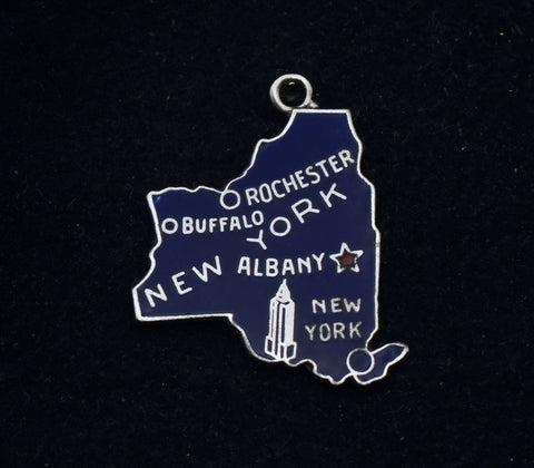 Vintage New York State Sterling Silver and Enamel Charm