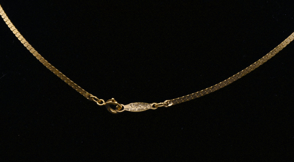 Napier - Gold Tone Chain Necklace with Faux Pearl Pendant - 23.5"