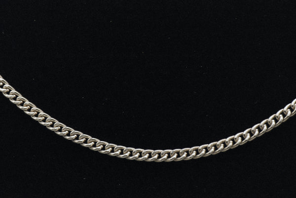 Vintage Silver Tone Metal Chain Necklace with Sterling Clasp - 17"