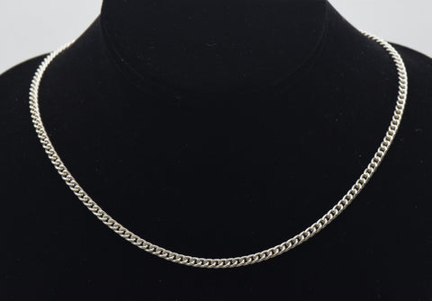 Vintage Silver Tone Metal Chain Necklace with Sterling Clasp - 17"