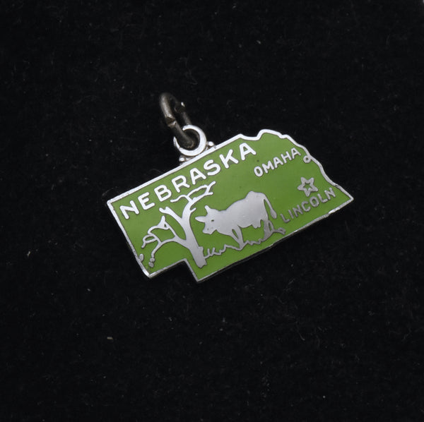 Wells - Vintage Nebraska Sterling Silver and Enamel Souvenir Charm