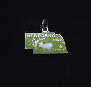 Wells - Vintage Nebraska Sterling Silver and Enamel Souvenir Charm