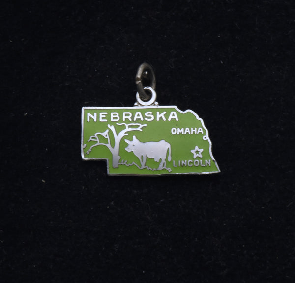 Wells - Vintage Nebraska Sterling Silver and Enamel Souvenir Charm