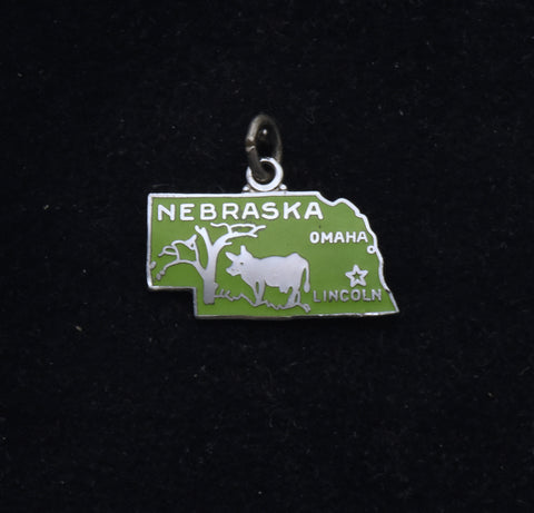 Wells - Vintage Nebraska Sterling Silver and Enamel Souvenir Charm