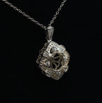 NOS Sterling Silver and Cubic Zirconia Semi-Mount Pendant on Chain Necklace - 19"