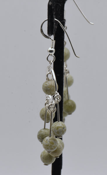 Vintage Sterling Silver Serpentine Bead Dangle Earrings