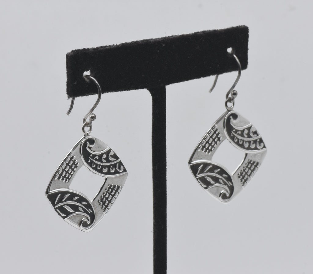 Ninos DeChammo - Vintage Sterling Silver Square Dangle Earrings