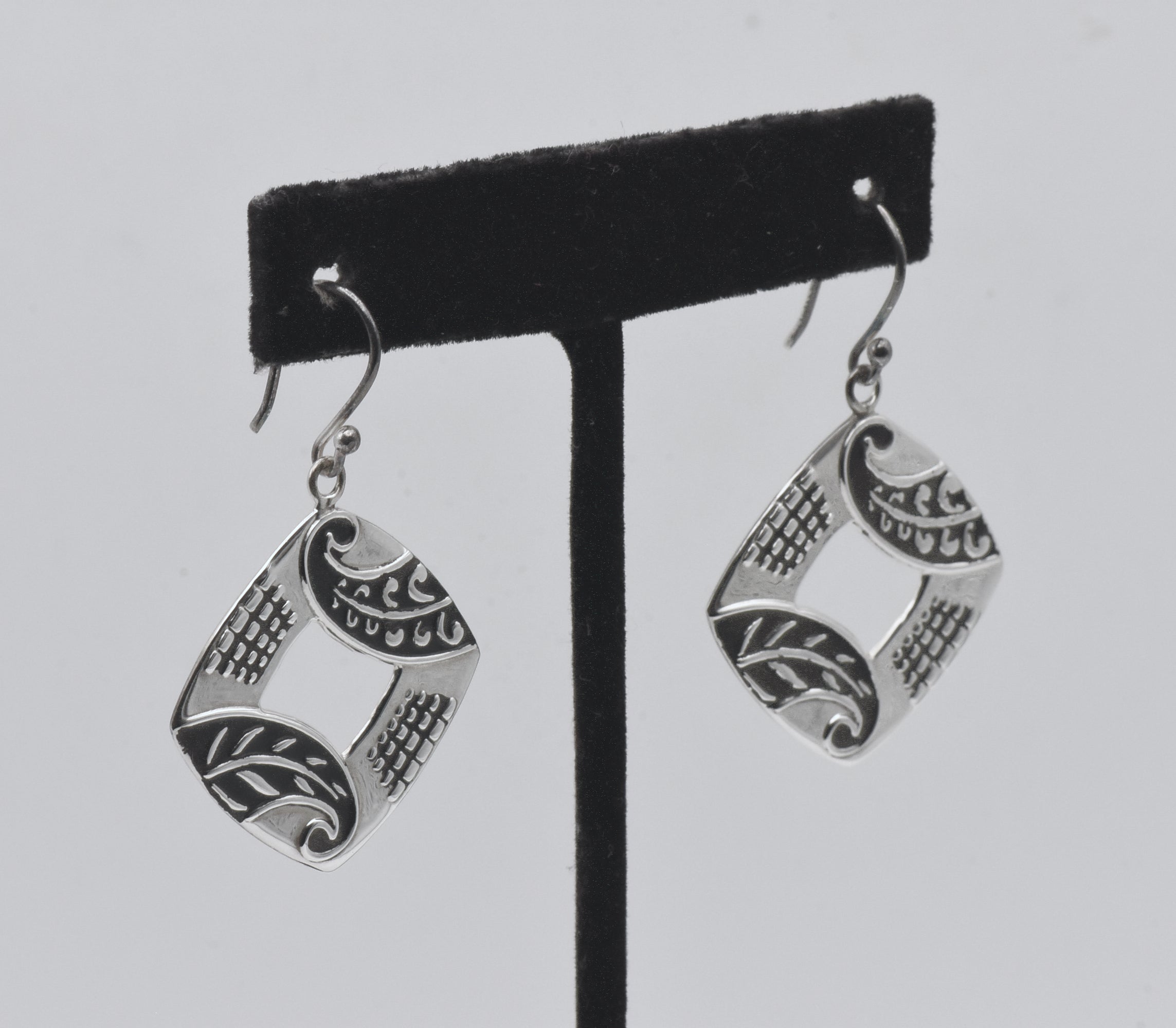 Ninos DeChammo - Vintage Sterling Silver Square Dangle Earrings