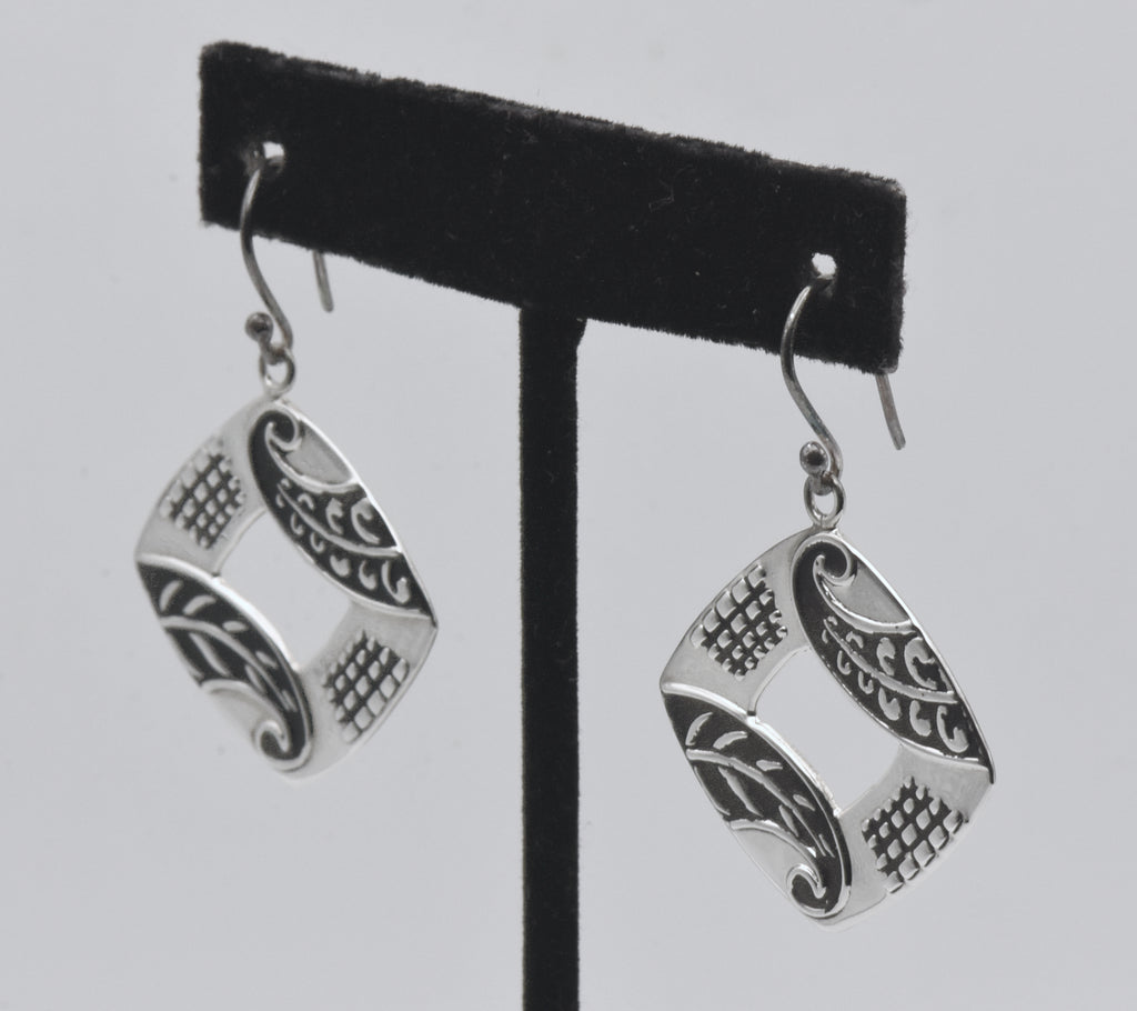 Ninos DeChammo - Vintage Sterling Silver Square Dangle Earrings