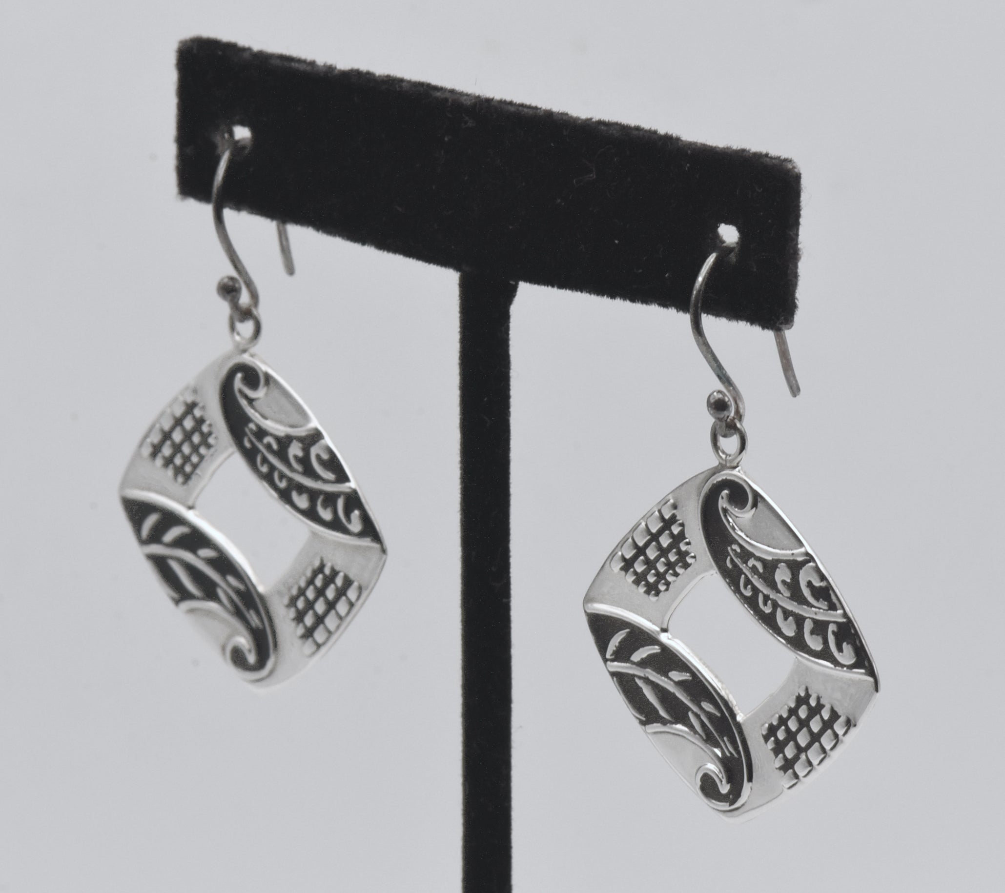 Ninos DeChammo - Vintage Sterling Silver Square Dangle Earrings
