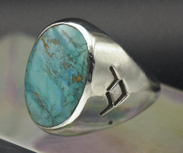 Vintage Sterling Silver and Turquoise Southwestern Style Ring - Size 11