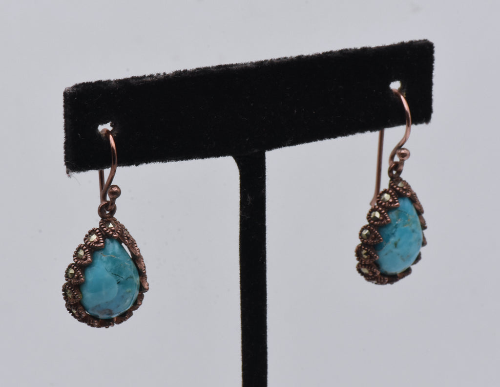 Vintage Copper and Turquoise Dangle Earrings