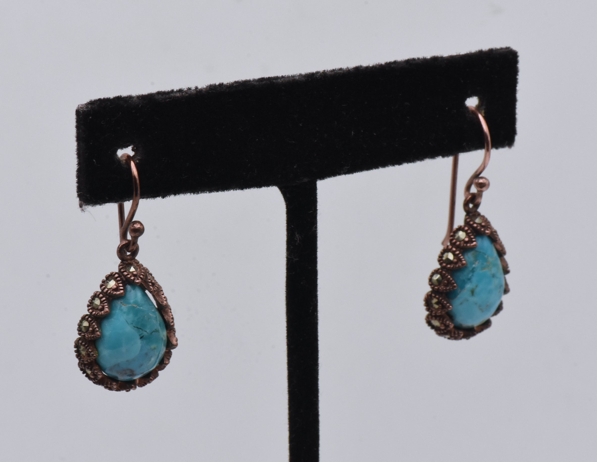 Vintage Copper and Turquoise Dangle Earrings