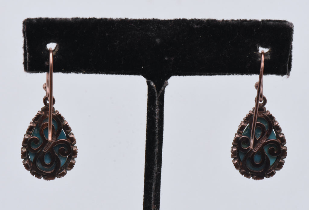 Vintage Copper and Turquoise Dangle Earrings