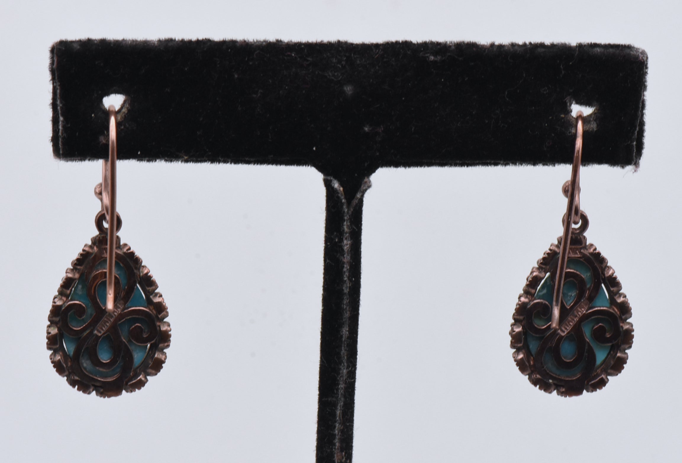 Vintage Copper and Turquoise Dangle Earrings