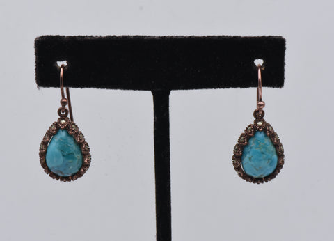 Vintage Copper and Turquoise Dangle Earrings