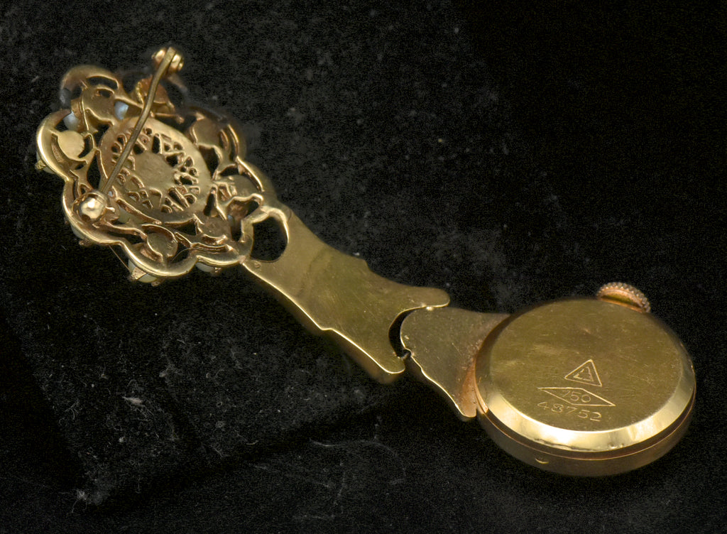Norstel & C. - Vintage 18k Gold and Pearls Lapel Watch