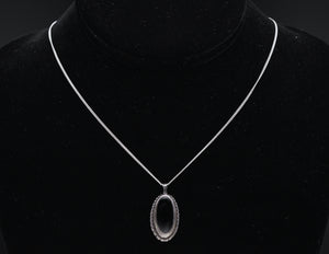 Vintage Handmade Black Onyx Pendant on Sterling Silver Chain  Necklace - 18.25"