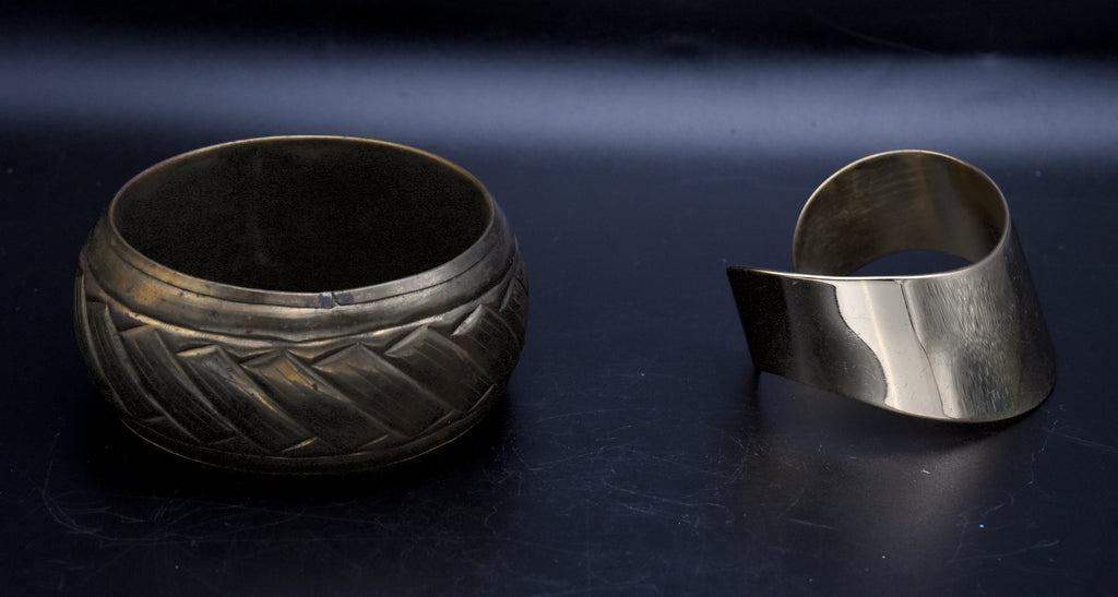 Vintage Napier Cuff Bracelet and Vintage Handcrafted Brass Bangle Bracelet