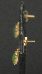 Vintage 14k Gold with Nephrite Earrings