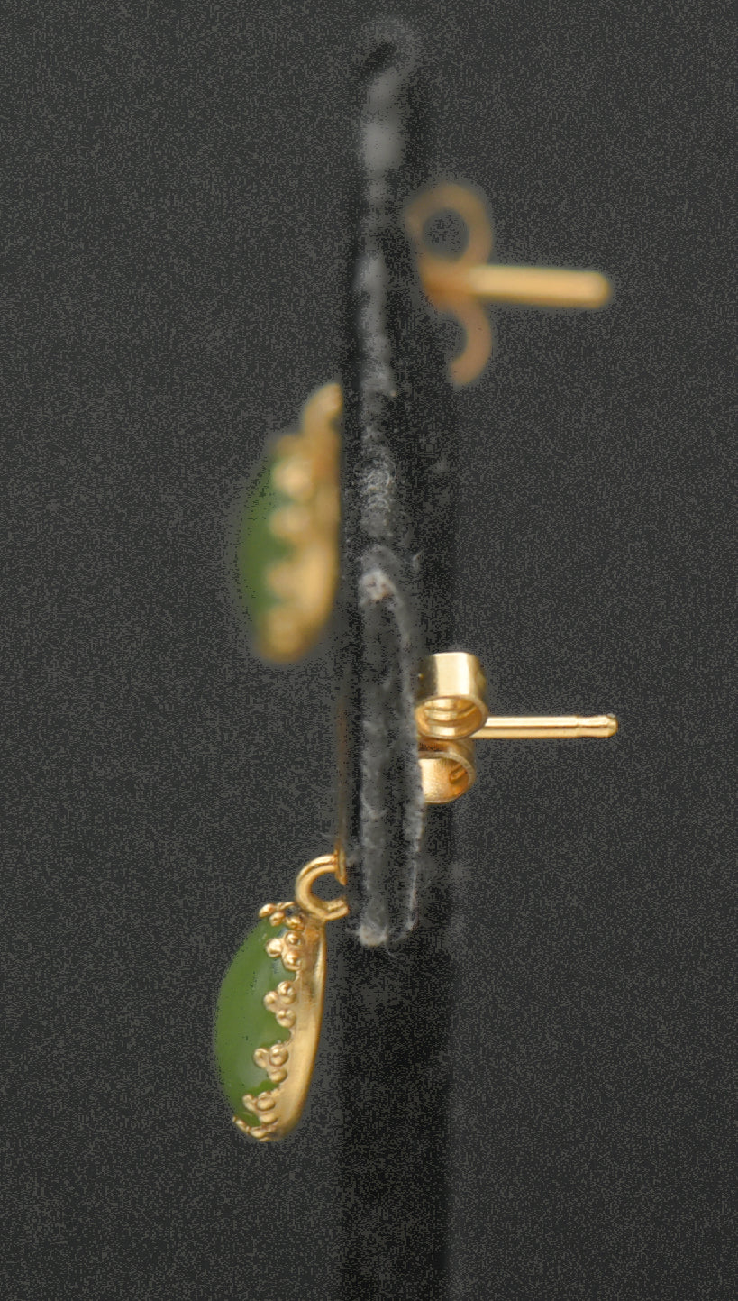 Vintage 14k Gold with Nephrite Earrings
