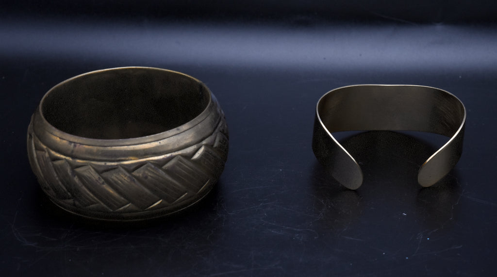Vintage Napier Cuff Bracelet and Vintage Handcrafted Brass Bangle Bracelet