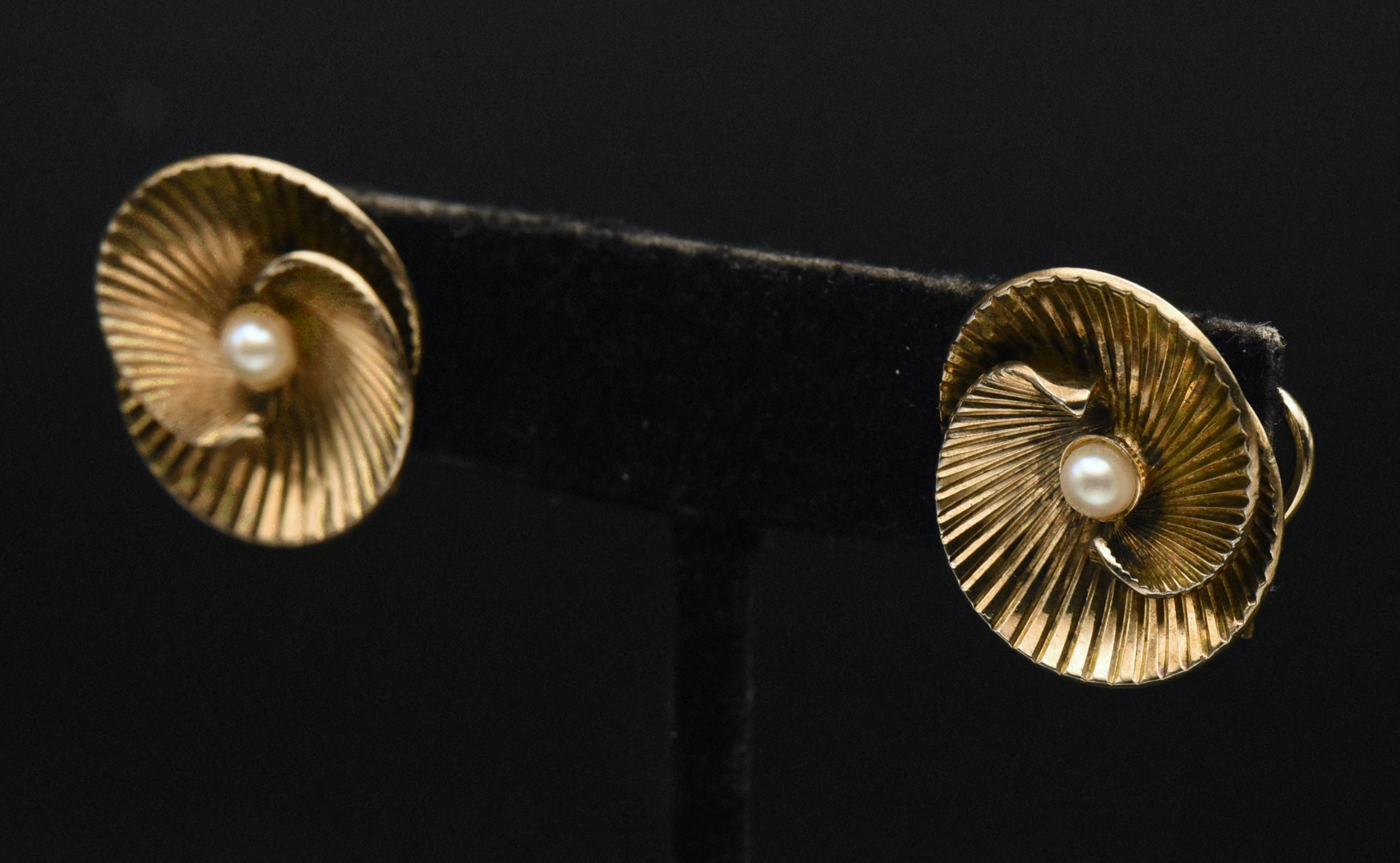 Napier - Vintage Sterling Silver Gold Tone Imitation Pearl Clip On Earrings