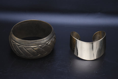 Vintage Napier Cuff Bracelet and Vintage Handcrafted Brass Bangle Bracelet