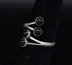 Vintage Handmade Black Onyx Sterling Silver Bypass Ring
