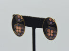 Vintage Enamel Abstract Floral Design Earrings