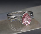 Vintage Pink Crystal and Opal Sterling Silver Ring - Size 8