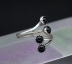 Vintage Handmade Black Onyx Sterling Silver Bypass Ring