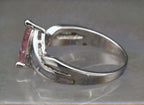 Vintage Pink Crystal and Opal Sterling Silver Ring - Size 8