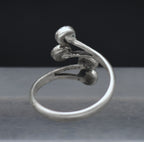 Vintage Handmade Black Onyx Sterling Silver Bypass Ring