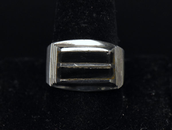 Vintage Handmade Sterling Silver Black Onyx Ring - Size 11
