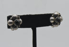 Vintage Handmade Silver and Obsidian Screw Back Earrings