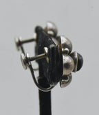 Vintage Handmade Silver and Obsidian Screw Back Earrings
