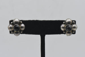 Vintage Handmade Silver and Obsidian Screw Back Earrings
