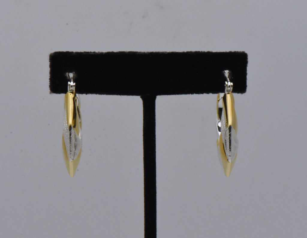 Vintage Sterling Silver and Gold Tone Octagonal Hoop Earrings