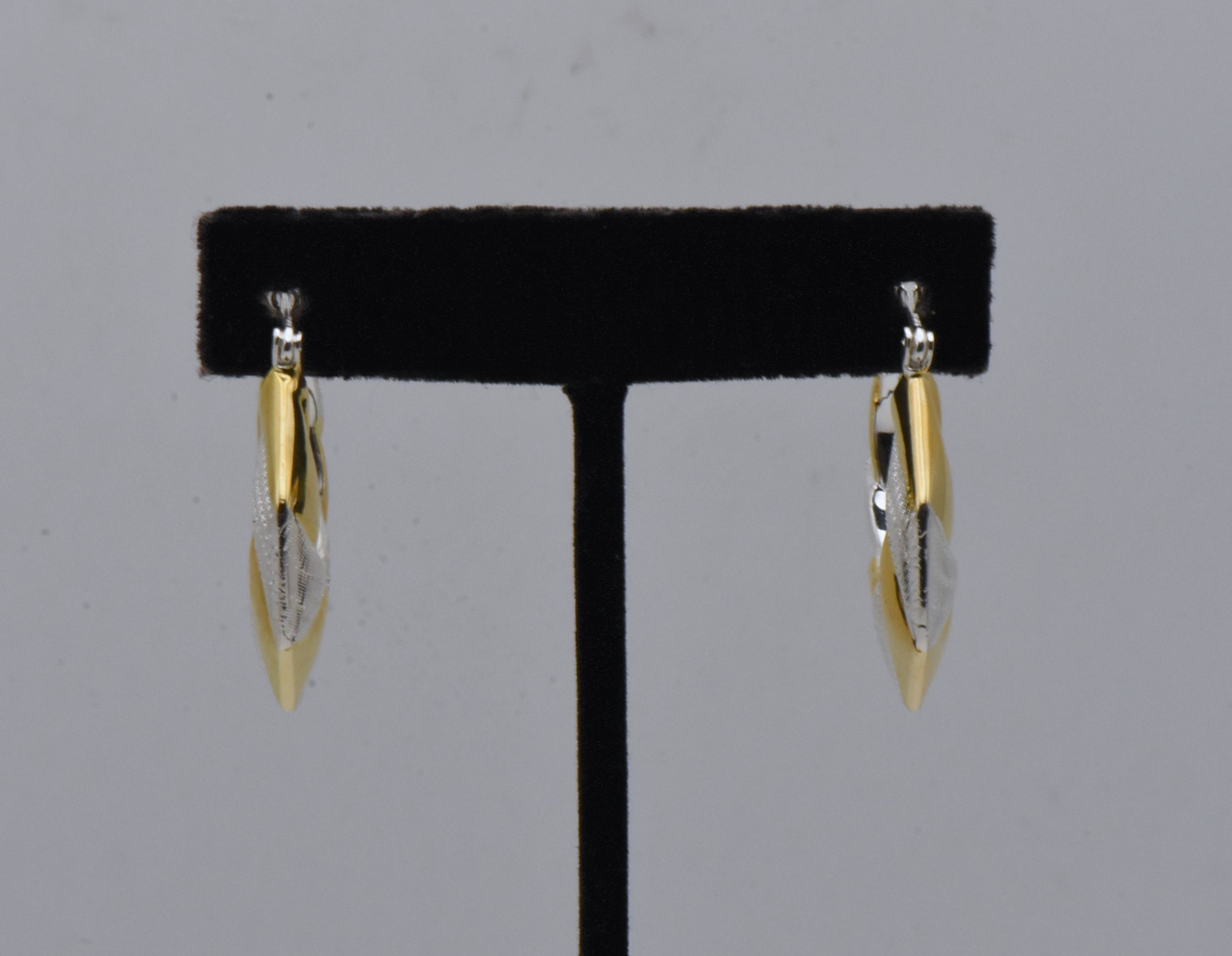 Vintage Sterling Silver and Gold Tone Octagonal Hoop Earrings