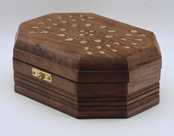 Vintage Wood and Brass Jewelry Box