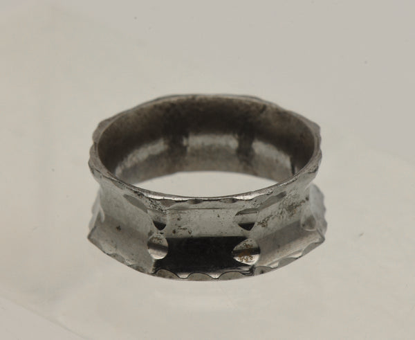 Vintage Octagonal Steel Ring - Size 4