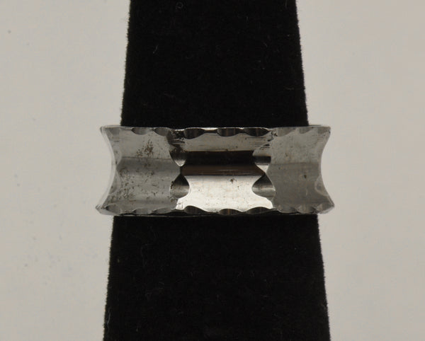 Vintage Octagonal Steel Ring - Size 4