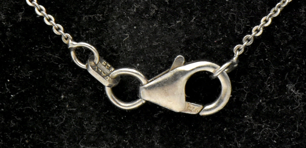 Vintage Opal and Diamonds Sterling Silver Pendant Chain Necklace - 20 Inches