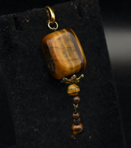 Vintage Tiger's Eye with 14K Gold Italian Bail Pendant