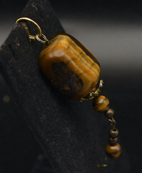 Vintage Tiger's Eye with 14K Gold Italian Bail Pendant